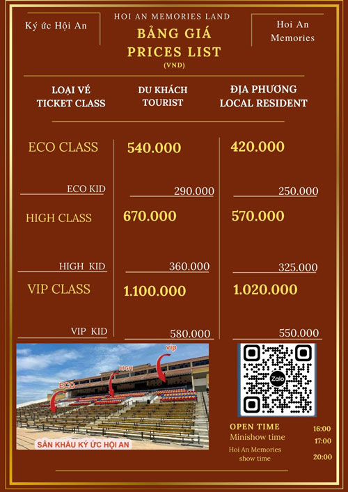 Ticket prices Hoi an memories show 2026 Giá vé ký ức hội an 2026